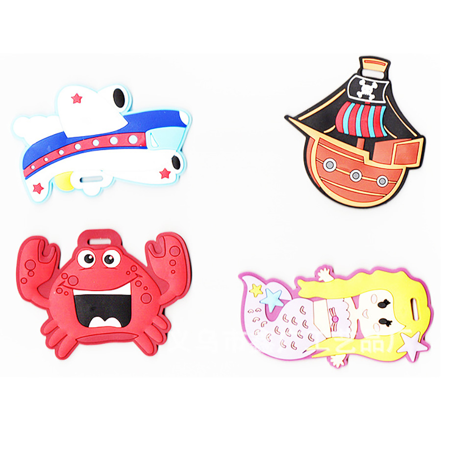 Cute Anime PVC 3D Custom LOGO Hotel Boarding Luggage Tag Travel Label for Travel Bag