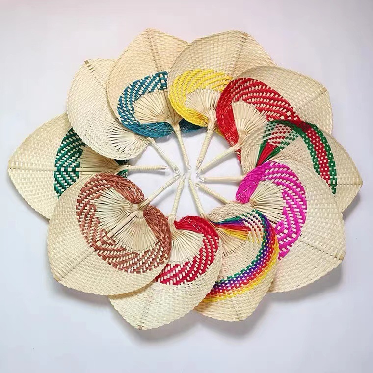 Handmade palm leaf handheld fan other party wedding decorations gifts natural bamboo fans