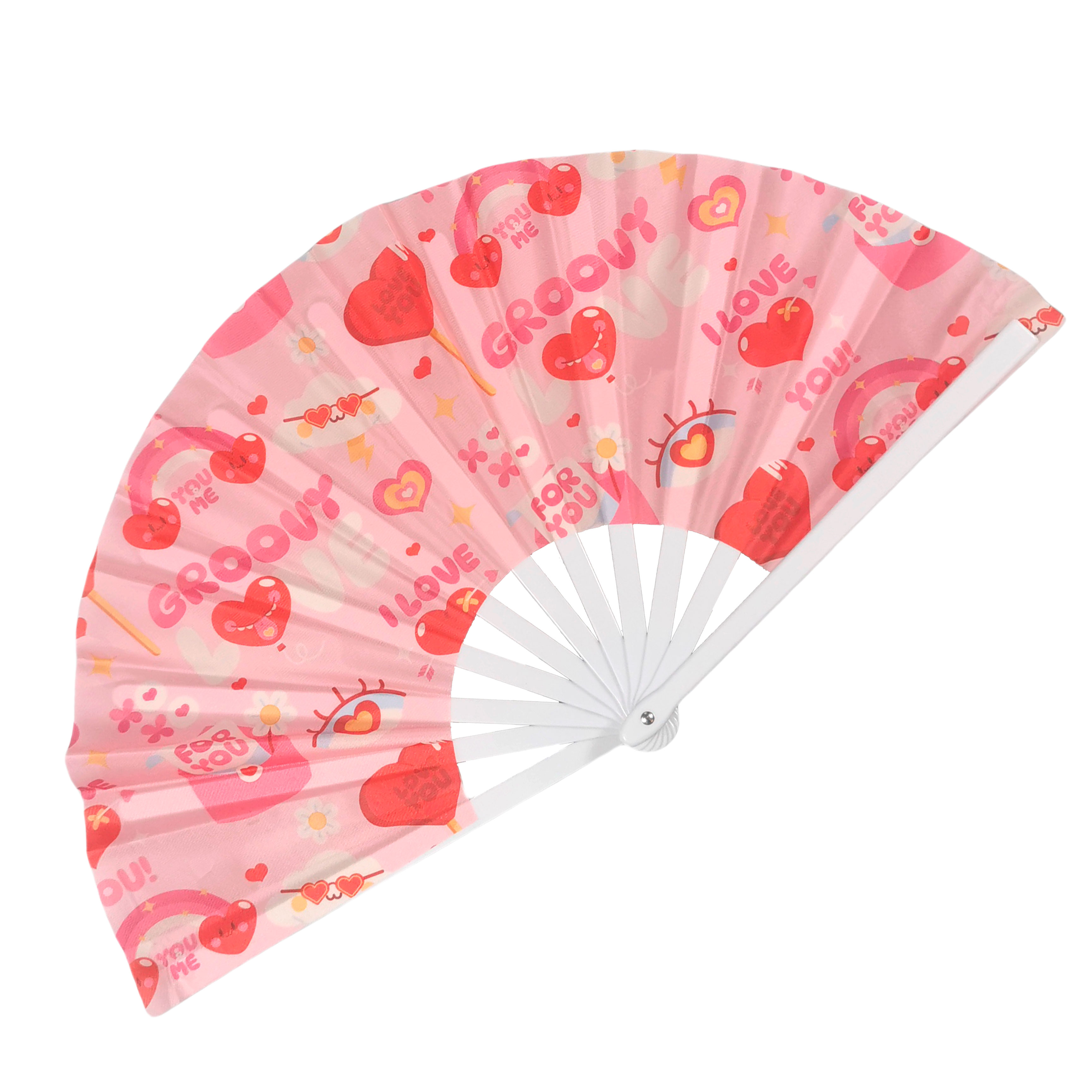Large Size China Promotional Gift Custom Pattern Plastic Folding Hand Fan