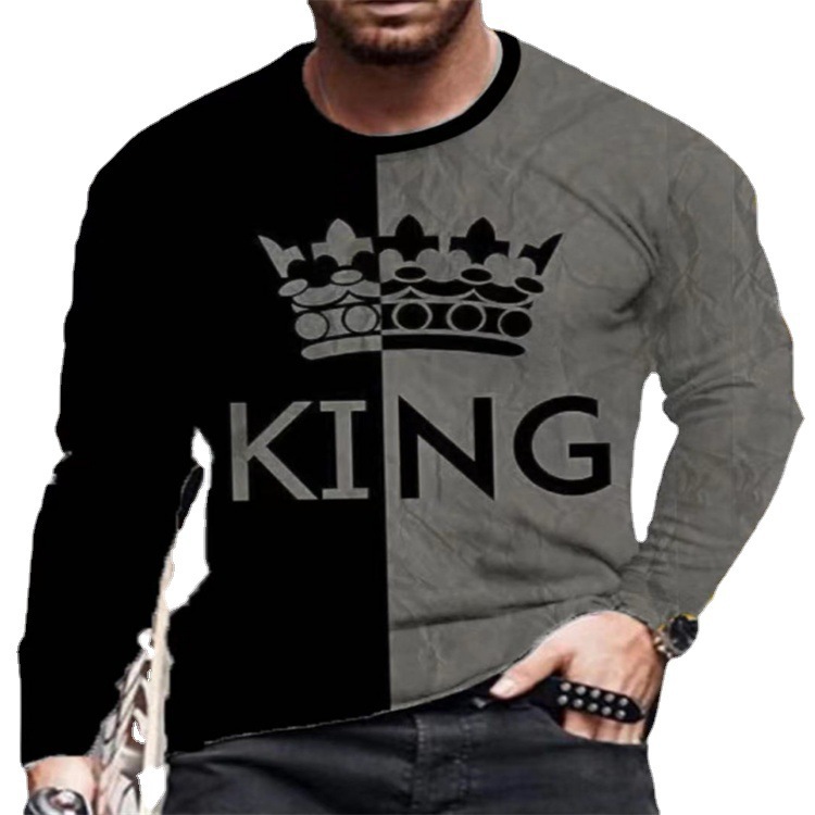 Men'S Color Block Classic Crown Print Long Sleeve Sports Walking Suit Cotton Breathable Men Suit Clothes Wear African for Men