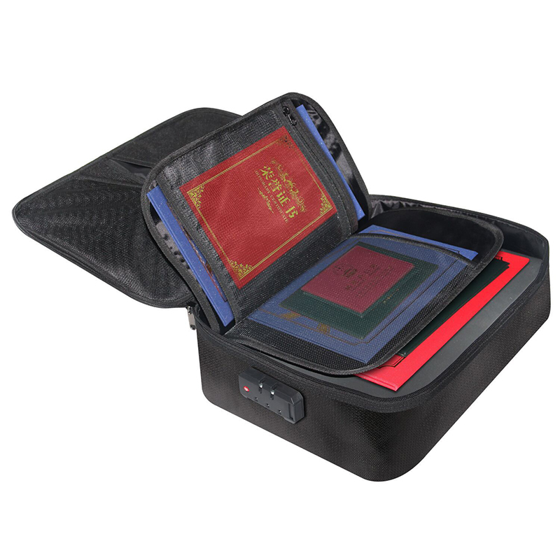 Multifunctional Document Storage Package Folding Waterproof File Bag Fiberglass Fireproof File Box Folder With Combination Lock