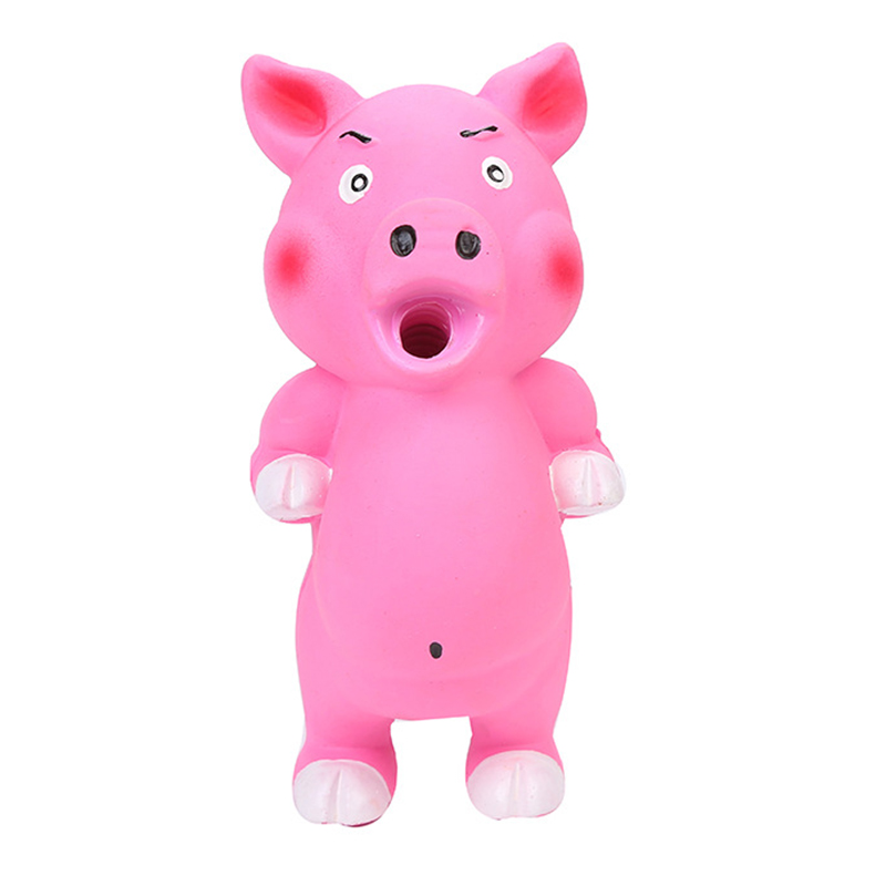 Cute Pig Rubber Donuts Chewing Squeak Toy Fetch Play Balls for Puppy Dog Pets