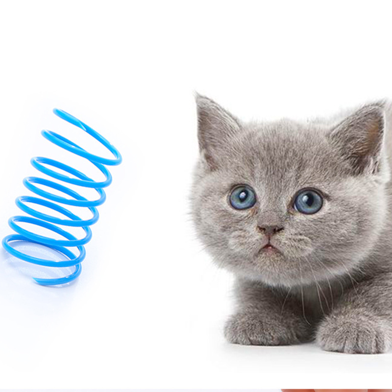 Kitten Interactive Toys Plastic Colorful Jumping Cat Spiral Spring Toy
