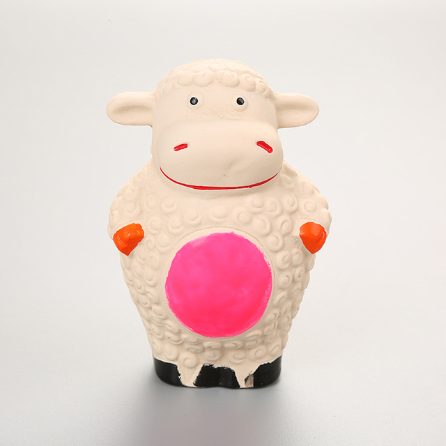 Interactive Chew Toy Squeaky Sound Latex Cow Shape Bite Resistant for Pet Entertainment