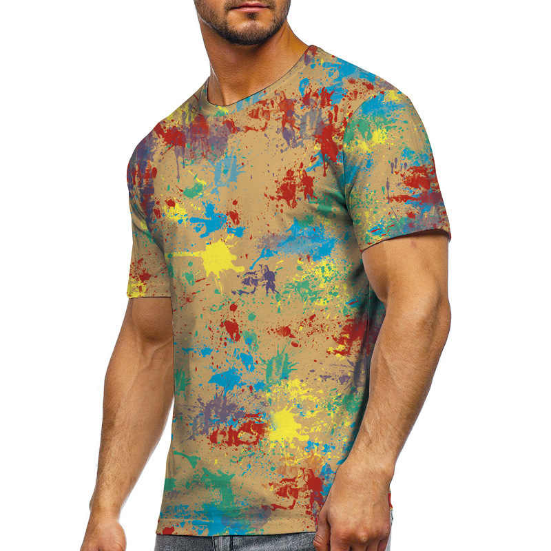 New Arrivals Summer Tie Dye T Shirts Men Shorts Casual Loungewear Streetwear Plain T-Shirt