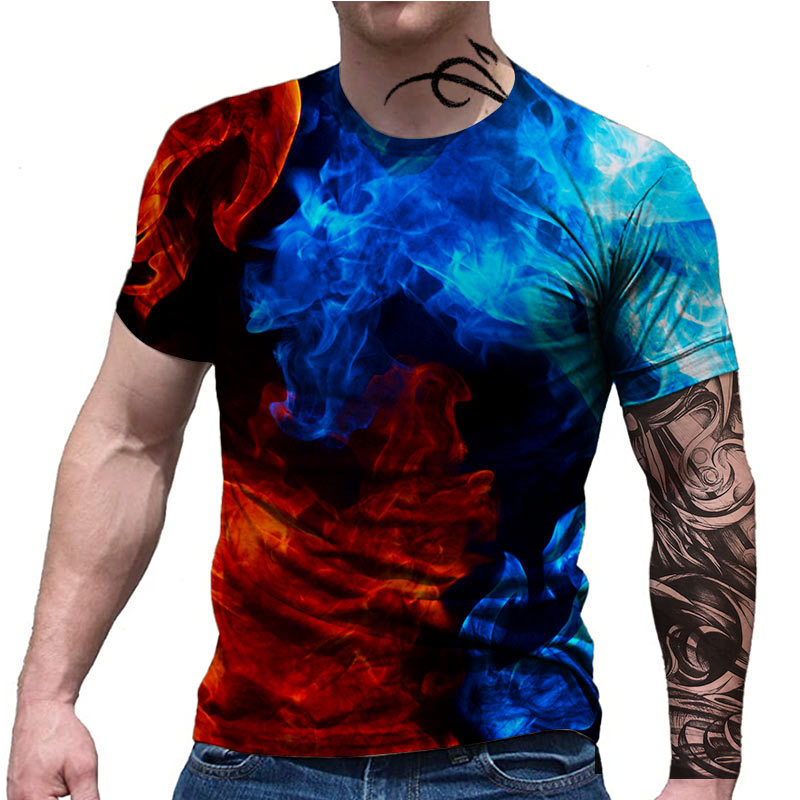 Men's Graphic Rainbow T Shirt Short Sleeve 3D Print Round Neck Shirt Streetwear Exaggerated Basic Daily Going Out Clothing