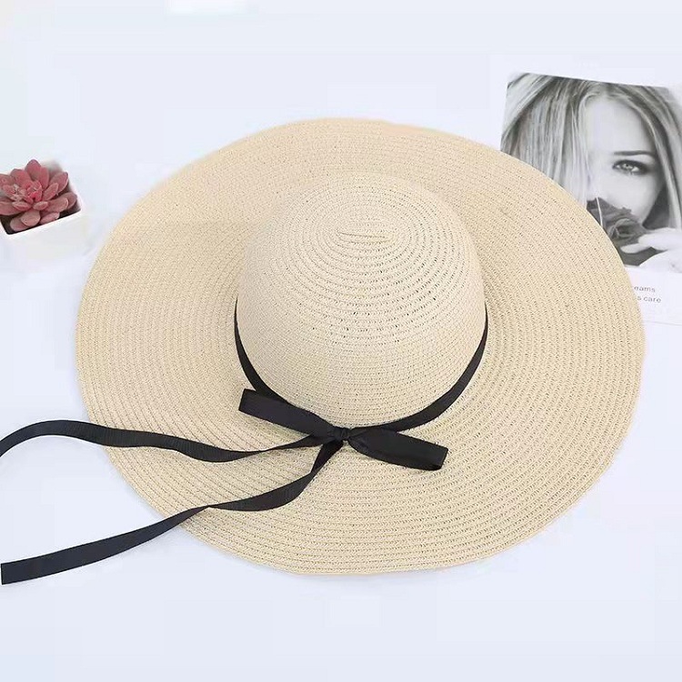 Spring Summer Retro Outdoor Promotional Custom LOGO Wide Brim Paper Straw Hat