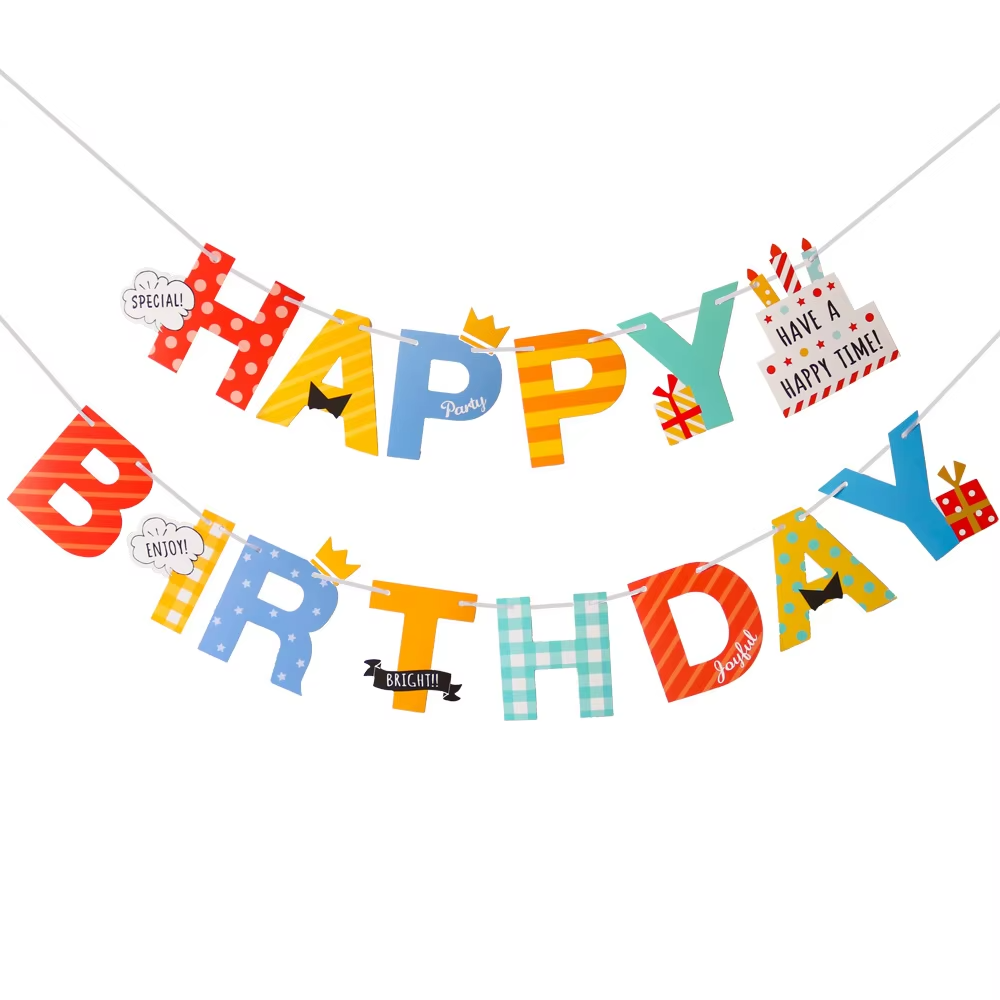 Happy Birthday Decor Custom Promotional Festival Paper Bunting Flags