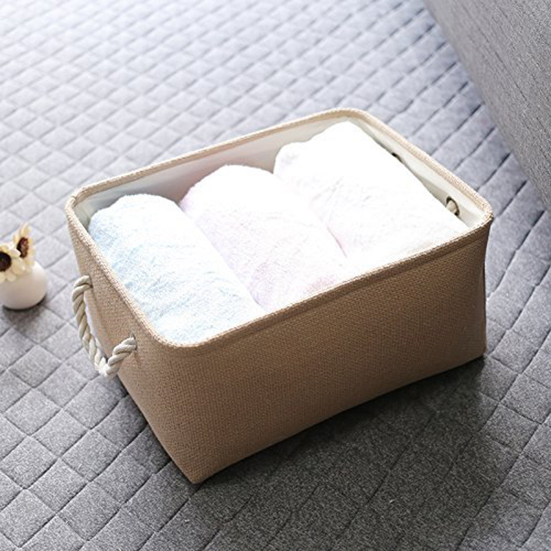 Space Saving Linen Fabric Storage Basket for Shelves Organizer Bins Fabric Boxes Bins for Home Use