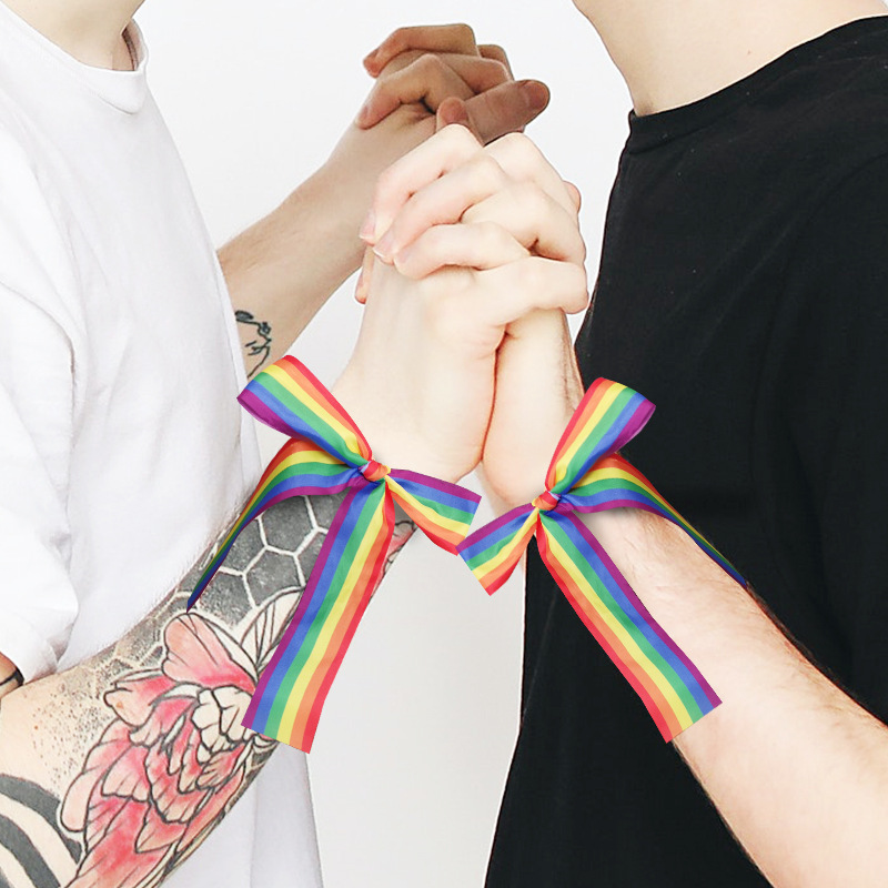 Lesbian Adjustable Size LGBT Colorful Custom Printed Promotional Wristbands Gift Ribbons
