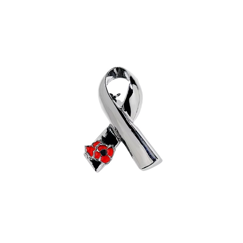 High Quality Aids Logo Promotional Gifts Customizable Ribbon Metal Brooch