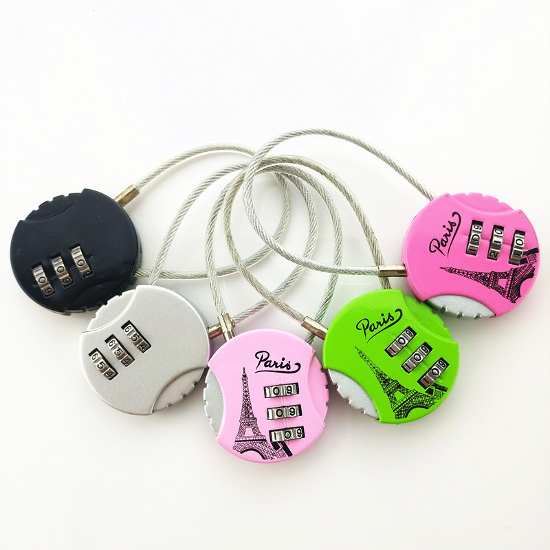 Promotional Travel Gifts Custom LOGO 3 Digit Code Zipper Bag Lock Mini Cable Wire Lock Suitcase Padlock