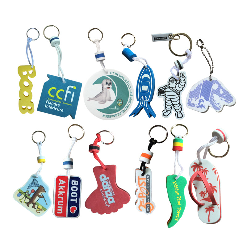 Custom Shape Promotional Heart EVA Plastic Keychains for Purse Bag