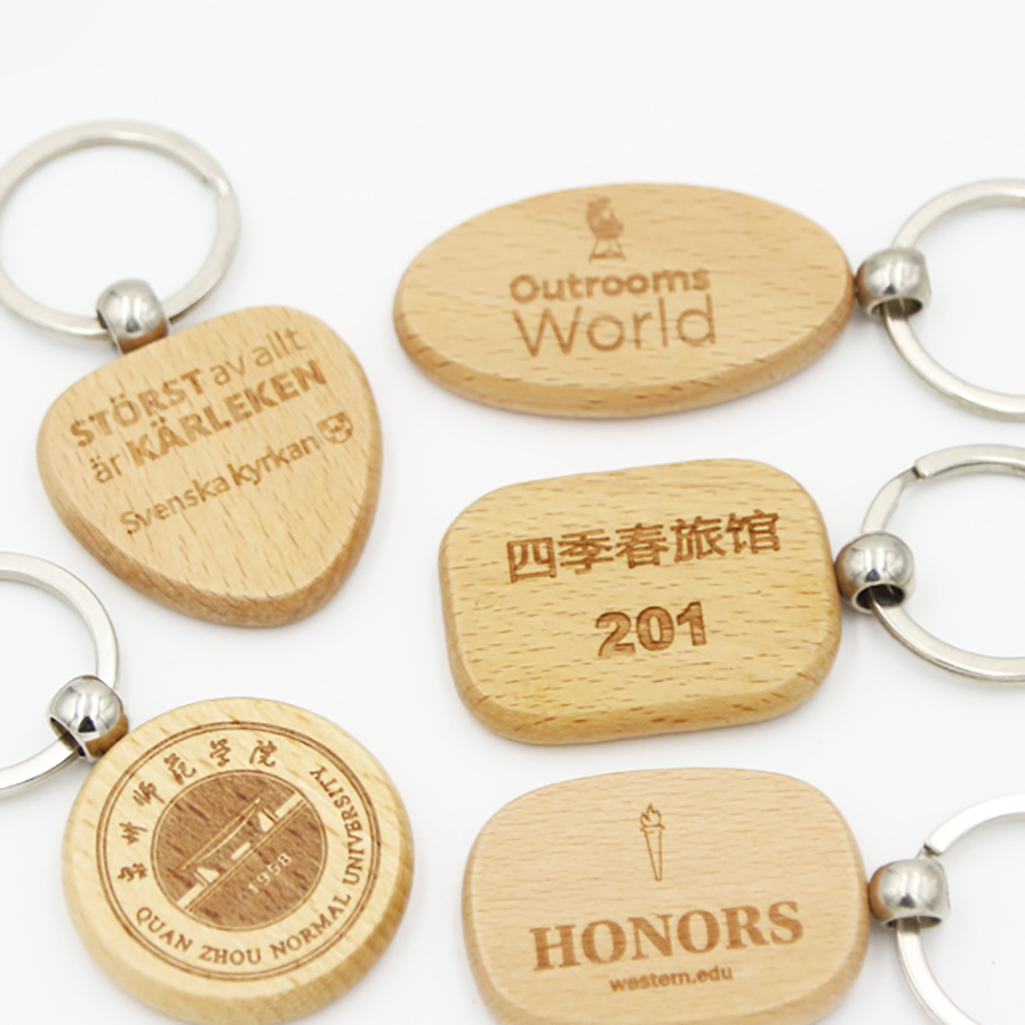 Personalization Engraving Key DIY Pattern Print Promotional Pendant Wooden Keychains