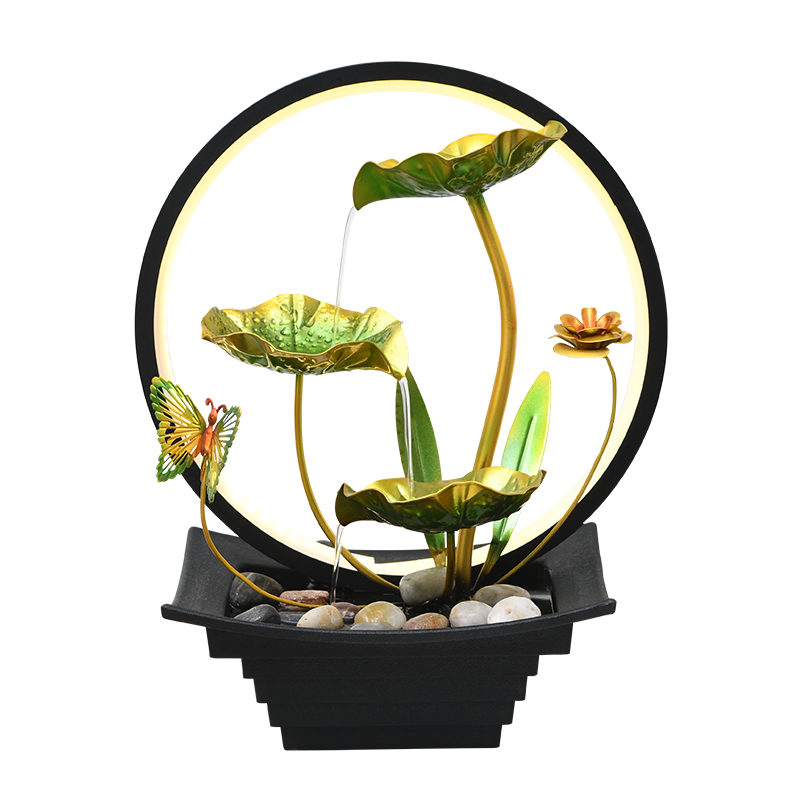 LED Ring Light Zen Indoor Table Top Water Fountain for Office Home&bedroom