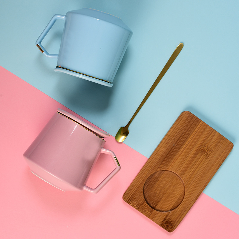 Luxury Office Gift Set Promotional Custom Ceramic Cup Set with Lid Spoon