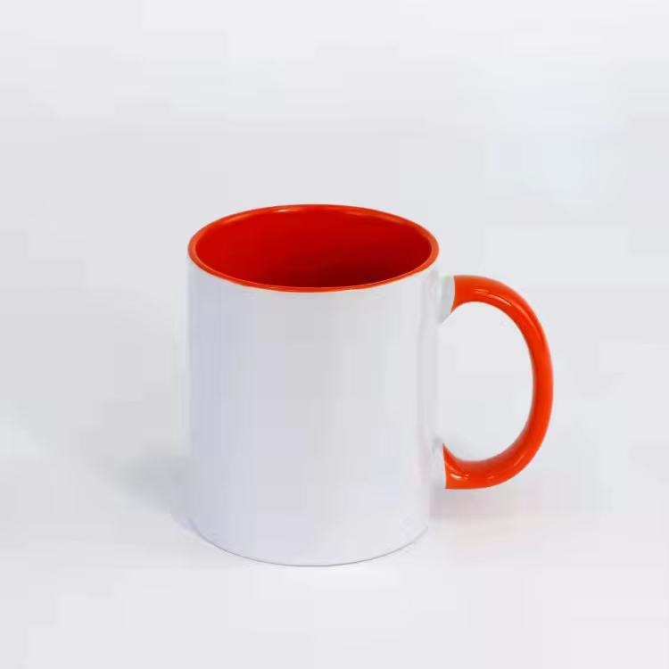 Wholesale Top Quality Ceramic Mug Colorful Handle Cup Custom Logo 11oz White Blank Sublimation Mug Coffee Mug