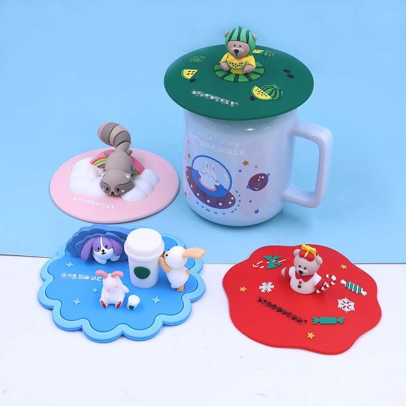 Creative Rabbit Ears Food Grade Silicone Dust and Leak Proof Ceramic Mug Accessories Universal Cartoon Rabbit Round Cup Lid