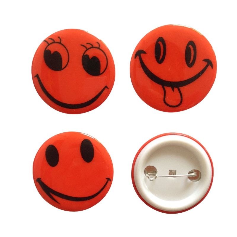  Wholesale Promotional Custom Logo Blank Smile Face Metal Pin Back Tin Button Badge Safe Pin