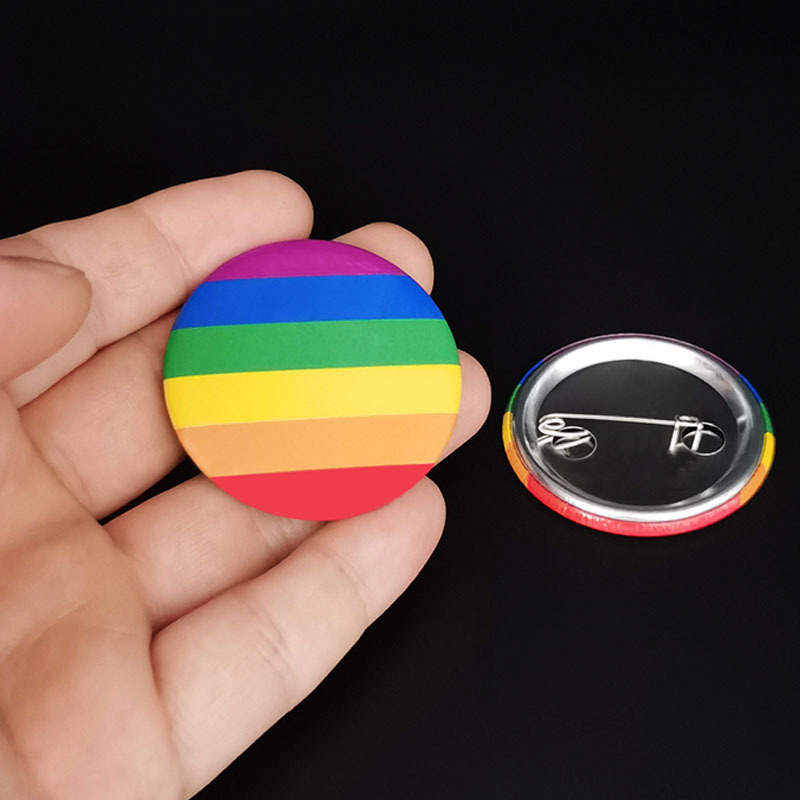 Coloful LGBT rainbow Bisexual Promotional Accessories Customizable Botton Tinplate Brooch